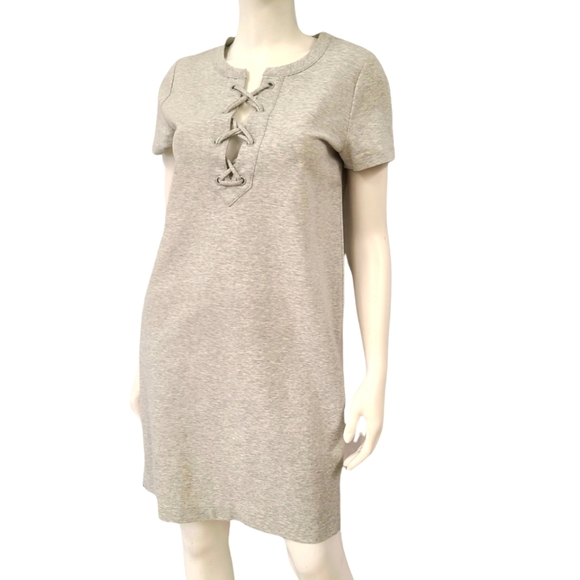 J. CREW Gray Lace Up Short Sleeve Dress size Small - Picture 2 of 7